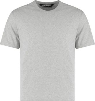 Palm Angels Logo Tag Katoenen T-shirt - Heren - T-shirts - Grijs - XL - Katoen - Tops