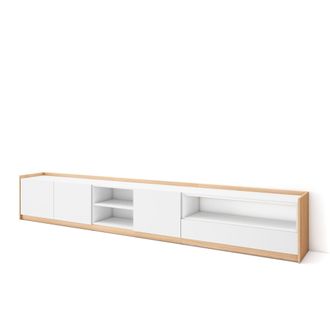 Skraut Home Skraut Home - Mueble Tv, Televisi&oacute;n, 310x37x50cm, Para Tv Hasta 80, Blanco Y Roble Soft