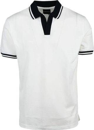 Emporio Armani White Cotton Ribbed Polo Shirt
