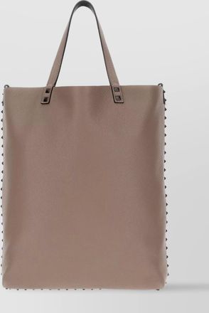 Valentino Garavani aged leather tote bag with studded trim