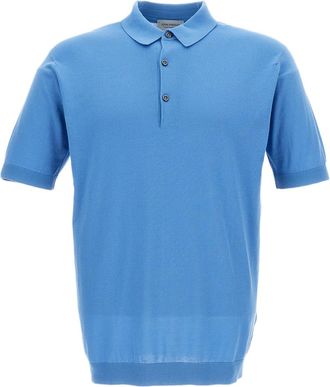 John Smedley Light Blue Cotton Short-Sleeve Polo Shirt