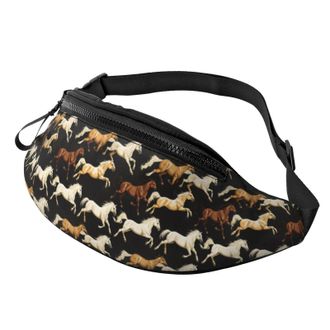 Generic Running Horse Print Waist Bag Bum Bag Unisex Fanny Pack For Women Gym Marathon 14X35Cm