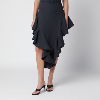 Alaia Gonna con volant blu/grigia in lana