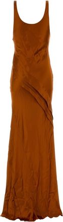 Saint Laurent Satin Long Dress - Orange