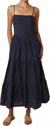 Olivaceous Ginny Tiered Cami Maxi Dress In Navy
