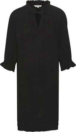 Part Two Zwarte Linnen Jurk met Ruche Trim - Dames - Casual kleedjes - Zwart - M - Linnen - Kleedjes