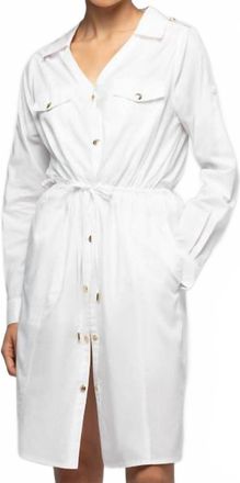 Max & Moi Ramie Mini Shirt Dress In White