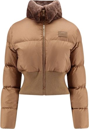 Fendi Technical Fabric And Shearling Down Jacket-Donna
