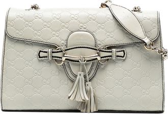 Gucci Pre-owned Womens Medium Guccissima Emily Shoulder Bag - Light Grey Leather - One Size