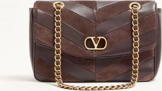 Valentino Garavani Borsa Media Con Catena Valentino Garavani Djuna In Suede e Nappa Motivo Chevron Donna EBANO UNI