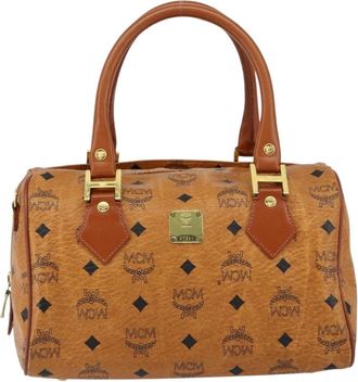 MCM Visetos Handbag Canvas And Leather Brown Canvas Handbag (Pre-Owned)