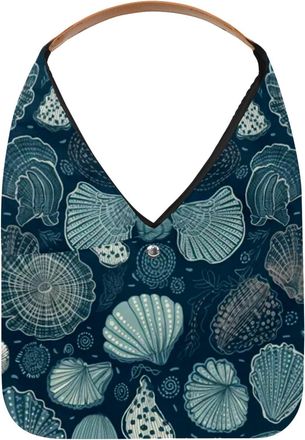 Generic Blue Shell Painting Reusable Lightweight Grocery Bags - Foldable Into Compact Pouch, Washable & Sturdy, Multipurpose for Shopping and Travel