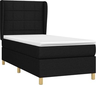 vidaXL Cama Box Spring Con Colch&oacute;n Tela Negro 80x200 Cm Vidaxl
