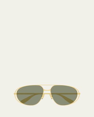 Bottega Veneta Cutout Metal Aviator Sunglasses