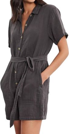 Velvet Dane Cotton Gauze Romper In Smoke