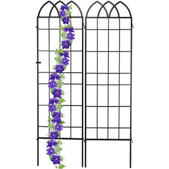 Relaxdays Enrejado De Metal, Pack De 2, Enrejado Para Plantas Trepadoras, De Encaje, Celos&iacute;a Exterior 183 X 51 Cm, Negro - Relaxdays