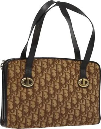 Dior Pre-owned Shoulder Bags, female, Brown, Size: ONE SIZE Pre-owned Vintage Trotter Canvas Hand Bag