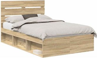 vidaXL Estructura De Cama Con Cabecera Roble Sonoma 135 X 190 Cm Vidaxl