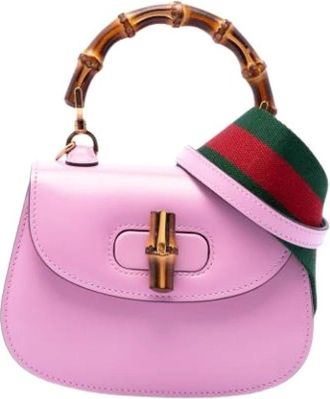 Gucci Pre-owned Bamboo Satchel - Dames - Vintage Handtas - Roze - ONE Size - Leer - Vintage