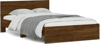 vidaXL Vidaxl - Estructura De Cama Cabecero Y Luces Led Marr&oacute;n Roble 140x190 Cm