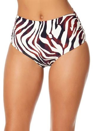 Anne Cole Womens Tiger Dance Fold Over High Waist Shirred Bikini Swim Bottom in Multicolored at Nordstrom, Size X-Small