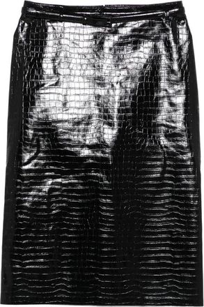 Tom Ford Exotic Printed Calfskin Pencil Skirt With Belt Detail