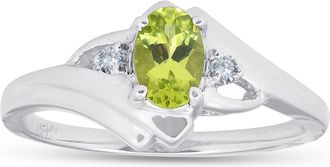 Pompeii3 5/8ct Oval Peridot & Diamond Ring 14K White Gold Size Selectable