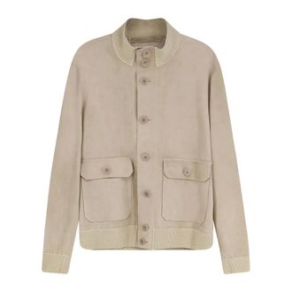 Salvatore Santoro Heren, Jassen, Beige, Maat: L Leer