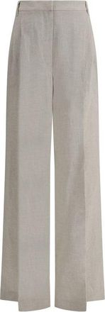 Brunello Cucinelli Brunello Cucinelli Womens Wide Leg Linen Pants - Light Grey - Size 42 (Waist)