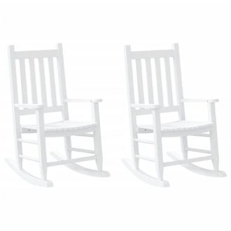 vidaXL Mecedoras Para Ni&ntilde;os 2 Uds Madera Maciza De &Aacute;lamo Blancas Vidaxl