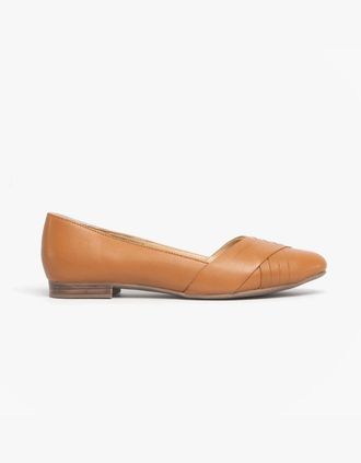 Hush Puppies Womens Hush Puppies MARLEY Womens Leather Ballerina Shoes Tan - Brown - Size: 7