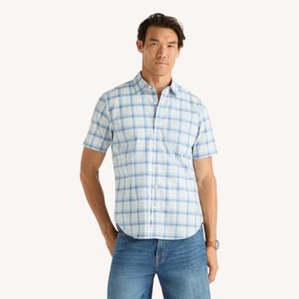 Nautica Mens Plaid Short-Sleeve Shirt