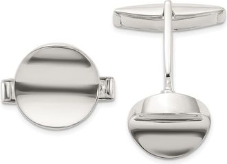 Diamond2Deal Sterling Silver Polished Round Concave Cuff Links
