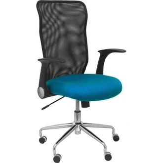 Piqueras y Crespo Silla Minaya Respaldo Malla Negro Asiento Bali Verde Petr&oacute;leo