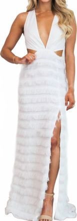 Blue Blush Fun Fringe Cutout Maxi Dress In White