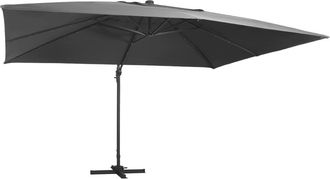 vidaXL Vidaxl - Sombrilla Voladiza Luces Led Poste Aluminio Antracita 4x3 M