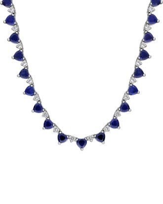 Rina Limor Silver 17.44 ct. tw. Lab-Grown Blue Sapphire Necklace