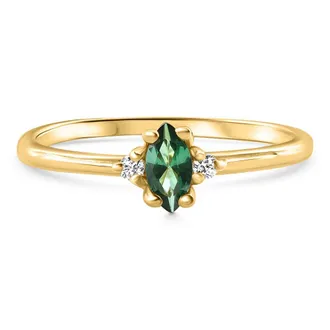 Pompeii3 1/3Ct TW Marquise Emerald & Diamond Ring 10k Gold Lab Grown