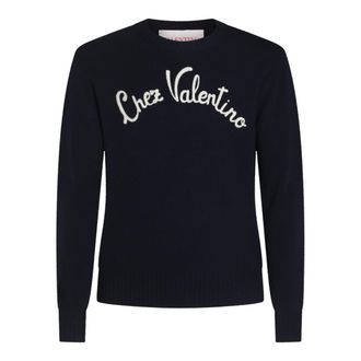 Tシャツ・カットソー VALENTINO GARAVANI Dark Blue Wool Sweater Valentino Garavani Chez Sweater In Blue - 55% Off | Editorialist