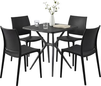 Clp Conjunto De Muebles De Jard&iacute;n Amino Con 4 Sillas Negro