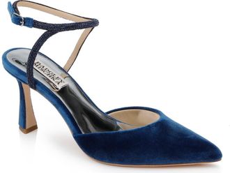 Badgley Mischka Collection Kamilah Ankle Strap Pump in Blue Velvet at Nordstrom, Size 5.5