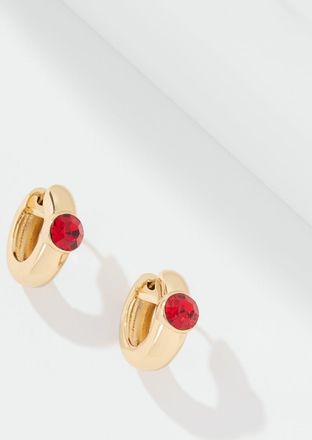 Talbots Bezel Hoop Earrings - Classic Red/Gold - 001 Talbots