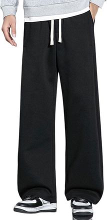 Generic Mens Baggy Jogger Sweatpants Open Bottom Sweat Pants Relaxed Fit Moisture Wicking Breathable (UK, Alpha, M, Regular, Regular, Black)