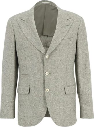 Brunello Cucinelli Wollen blazer met zakken - Heren - Blazers - Grijs - L - Wol - Jassen