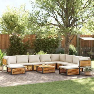 vidaXL Set De Sof&aacute;s De Jard&iacute;n Con Cojines 11 Pzas Madera Maciza Acacia Vidaxl