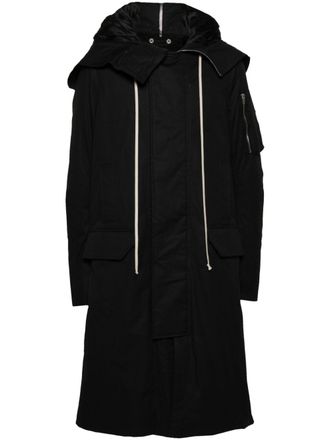 Rick Owens Gewatteerde jas met capuchon - Zwart