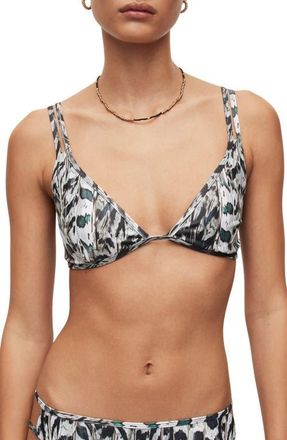 AllSaints Heidi Ines Triangle Bikini Top in White Mono at Nordstrom, Size Large