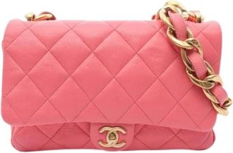 Chanel Pre-owned Large Flap Bag Lambskin Shoulder Bag - Dames - Vintage Schoudertas - Roze - ONE Size - Vintage