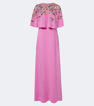 Oscar De La Renta Abito lungo in misto seta con stampa floreale