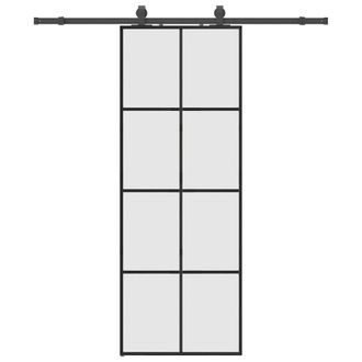 Berkfield Home Sliding Door with Hardware Set Black 76x205 cm ESG Glass